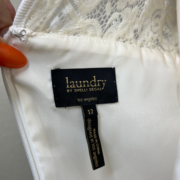 Laundry Shelli Segal Ivory Dress Size 12 Bride Lace Shift BHLDN Wedding Formal - Picture 14 of 15